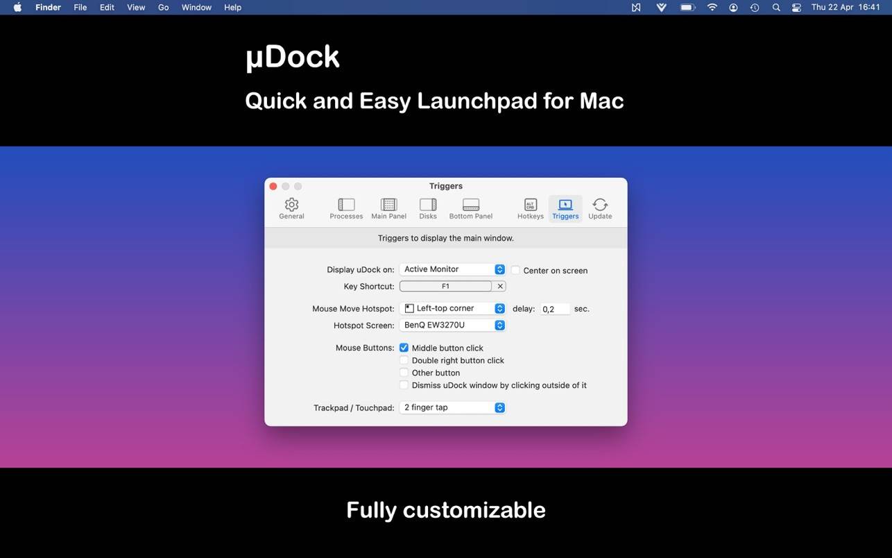 uDock for mac – Dock栏快速启动工具